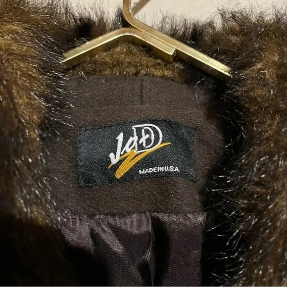 Vtg Jo-D Brown Wool Long Coat Faux Fur Collar Women’s Size Medium M - Picture 4 of 8